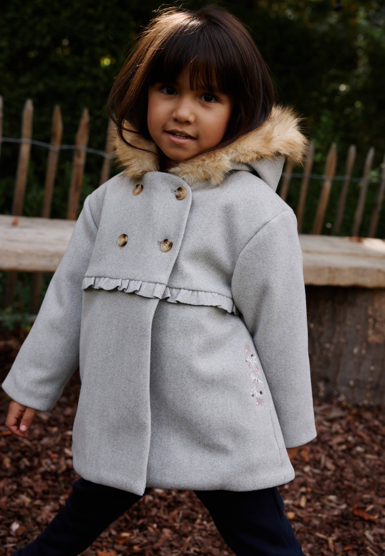 Manteau Enfant Avec Capuche Jeanne Gris