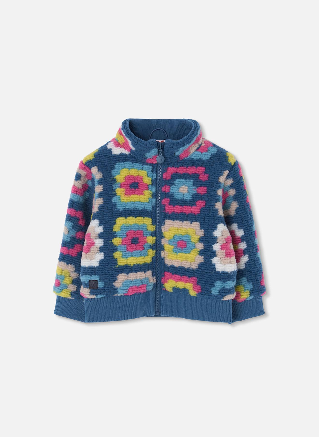 Manteau Fille En Molleton Imprimé Géométrique Noir