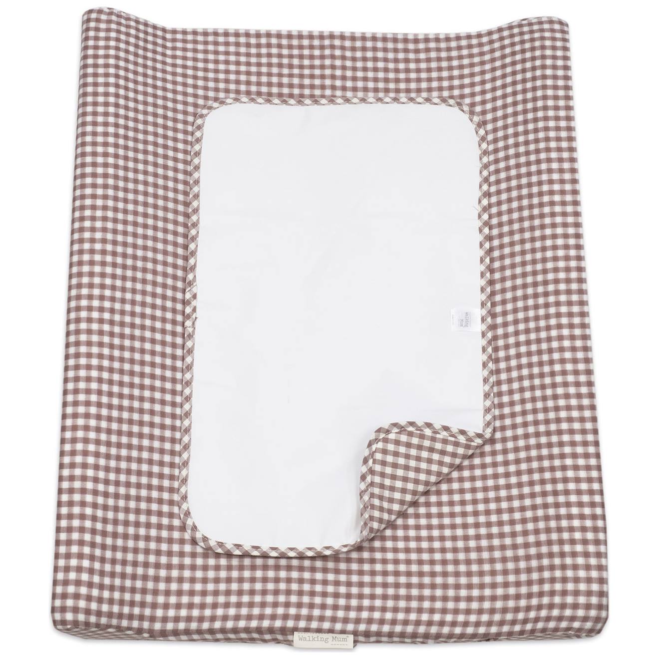 Matelas À Langer Avec Housse Home Praliné Vichy Moka Marron