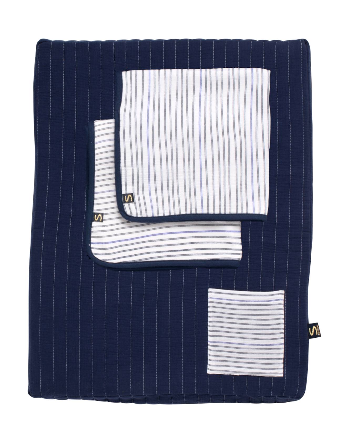Matelas À Langer En Double Gaze De Coton Et Sa Serviette - Baby Sailor Bleu