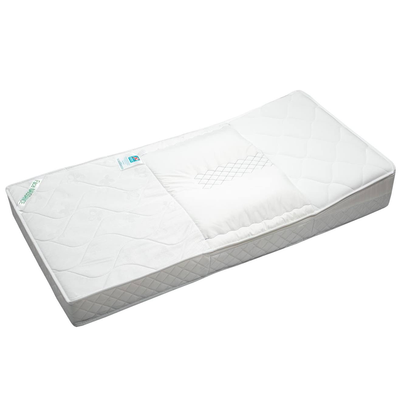 Matelas Anti-reflux Avec Plan Incliné Et Cale Bébé Amovible - Made In France Blanc