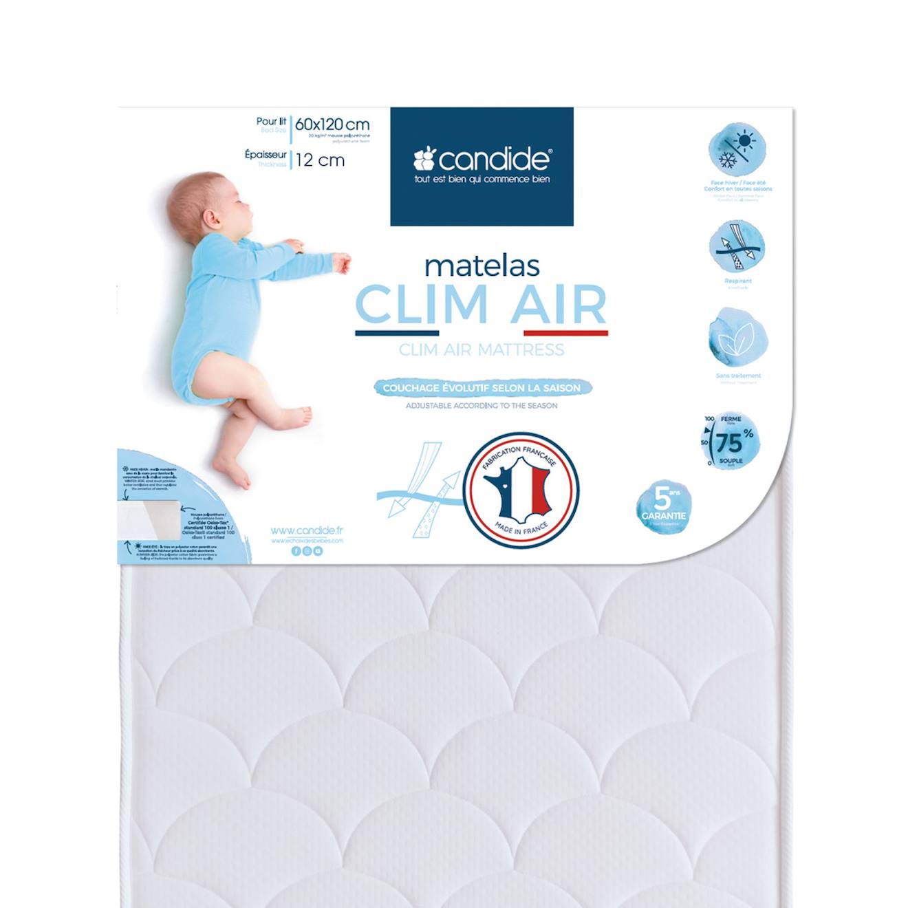 Matelas Bébé Clim Air Blanc