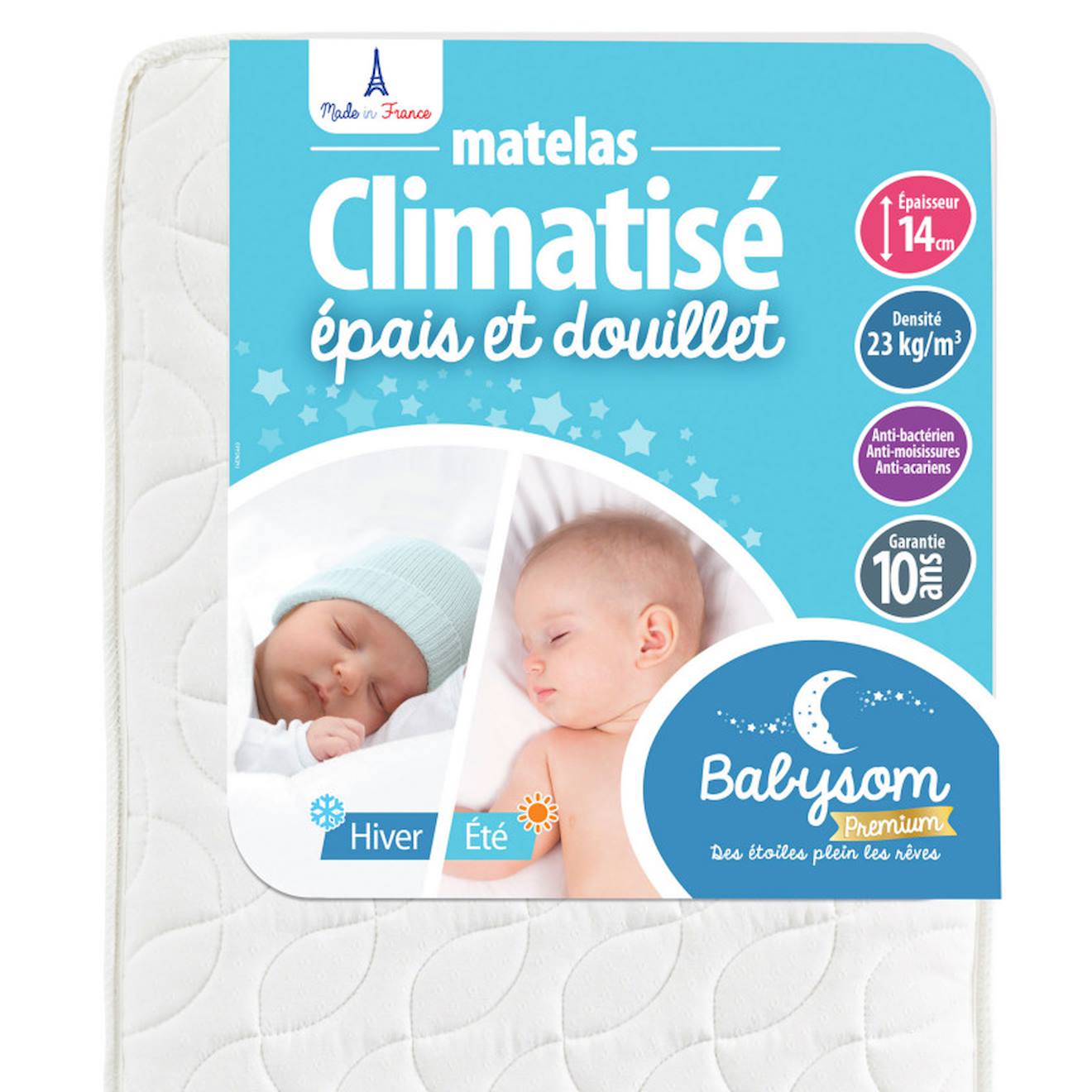 Matelas Bébé Climatisé Reversible Blanc