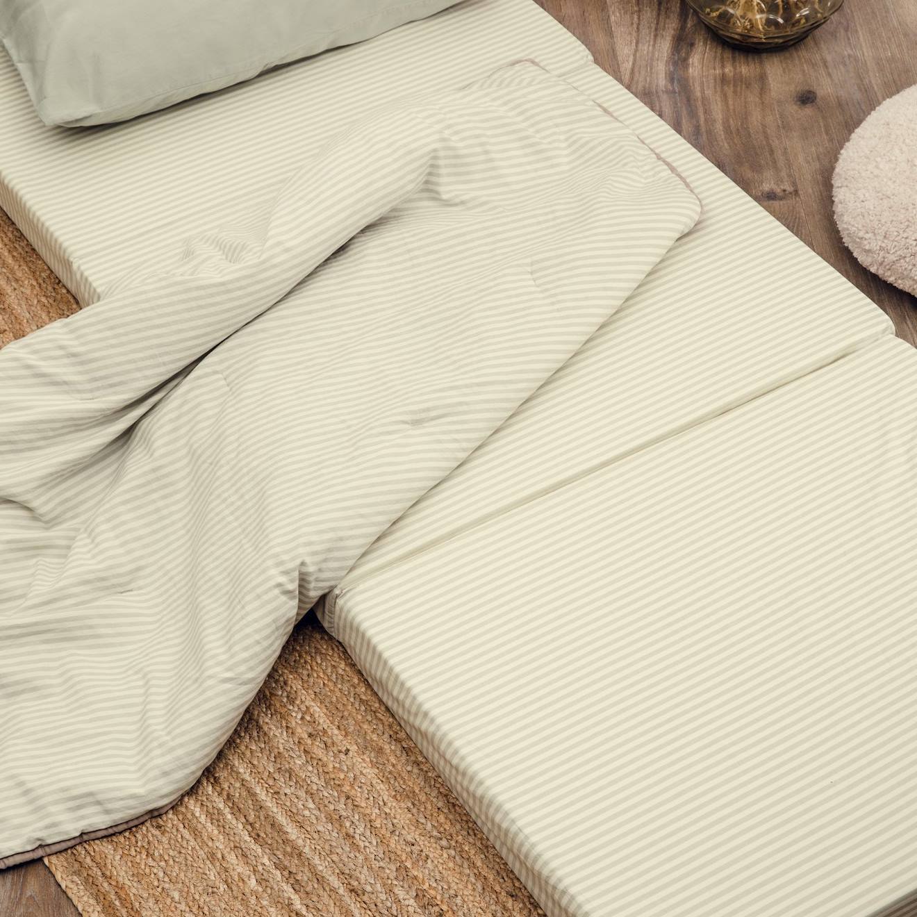 Matelas D'appoint Pliant Coton Bio Rayé Rayé Tilleul