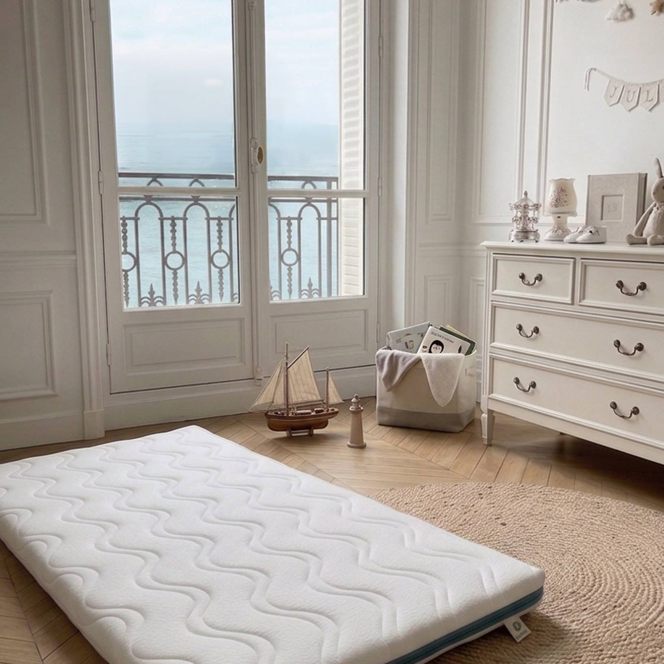 Matelas De Voyage Cocolegend® Roulé 60x120 Cm Blanc