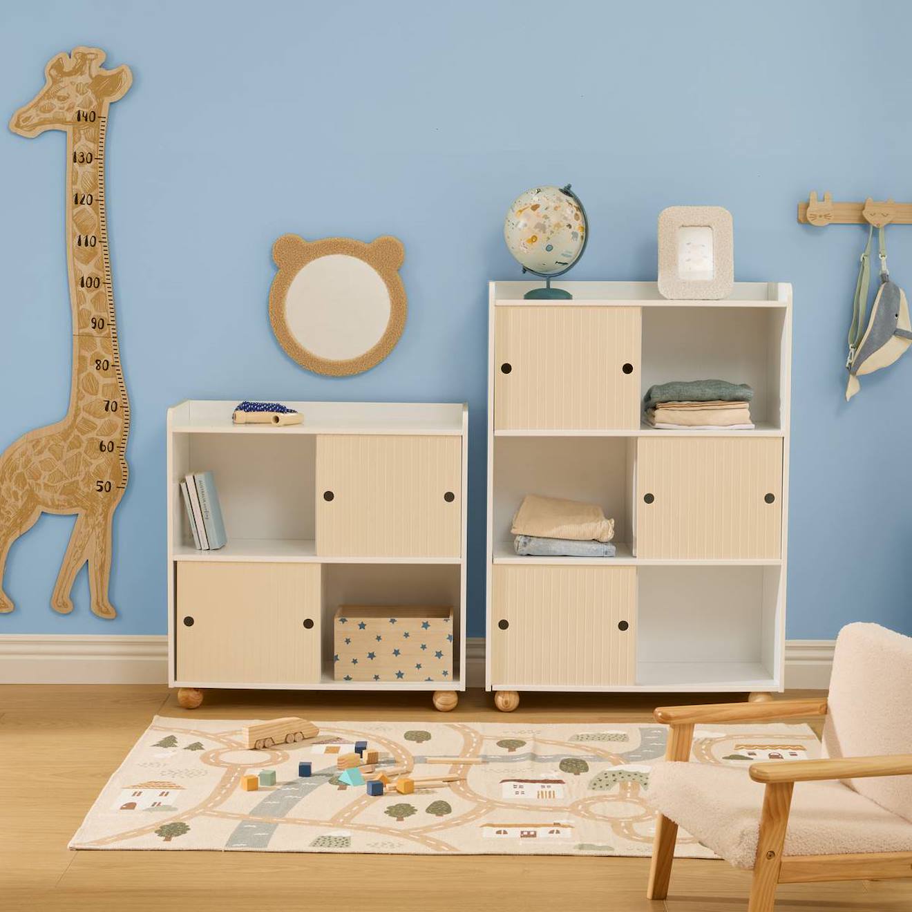 Meuble De Rangement 2 Portes 2 Cases - Bouli Beige