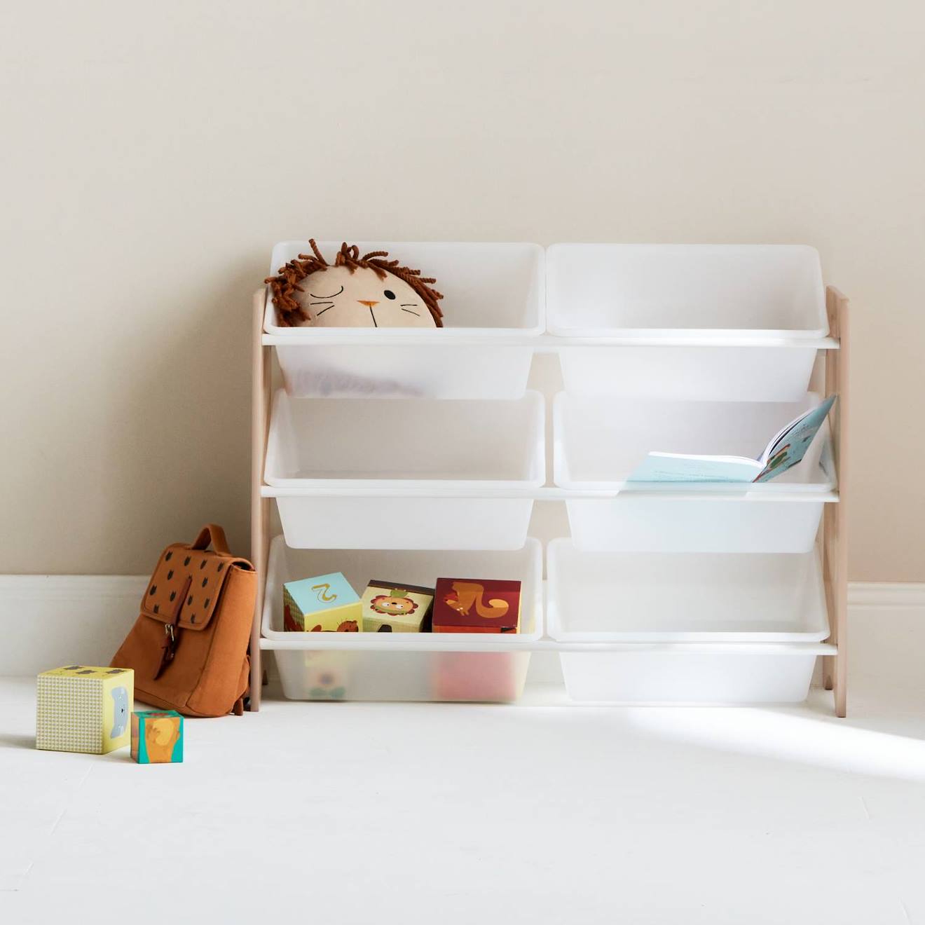 Meuble De Rangement Jouet Avec 6 Casiers, Tobias, L 84 X P 29,5 X H 60cm Naturel