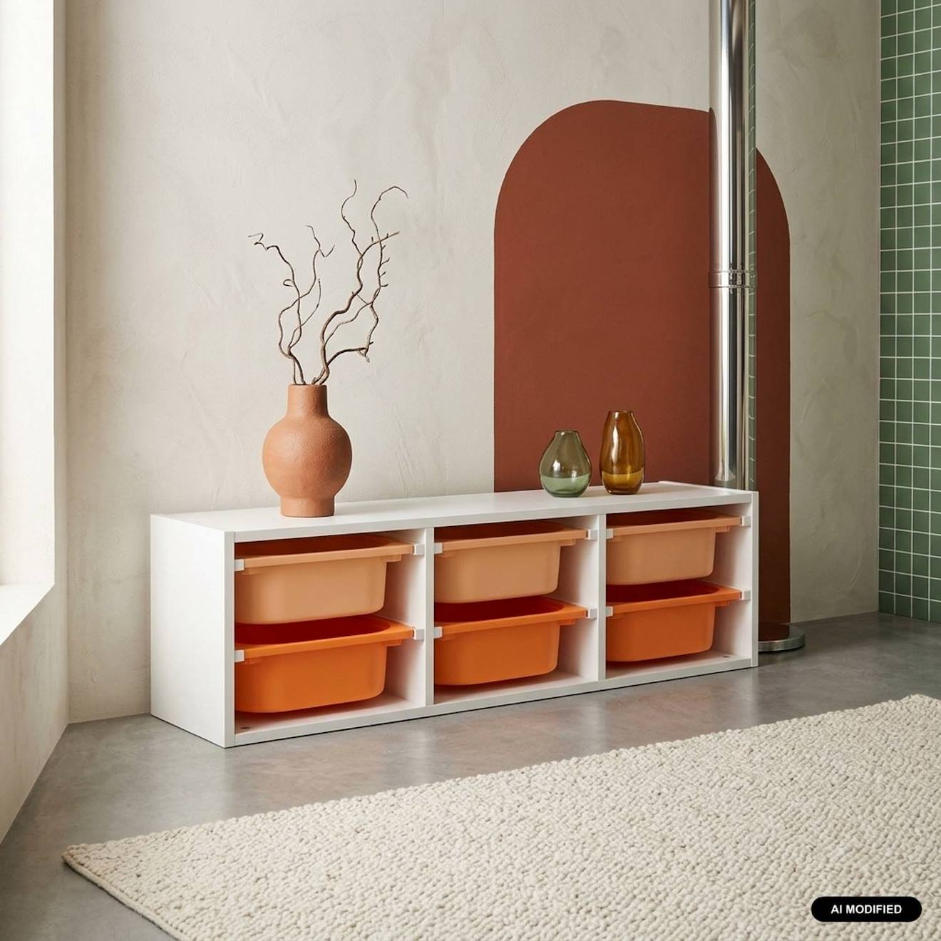 Meuble De Rangement Pour Enfant, 6 Bacs En Plastique Colorés - Sora Orange