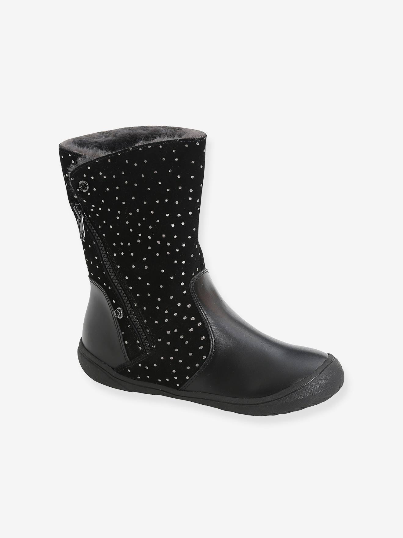 Mi-bottes cuir fille noir