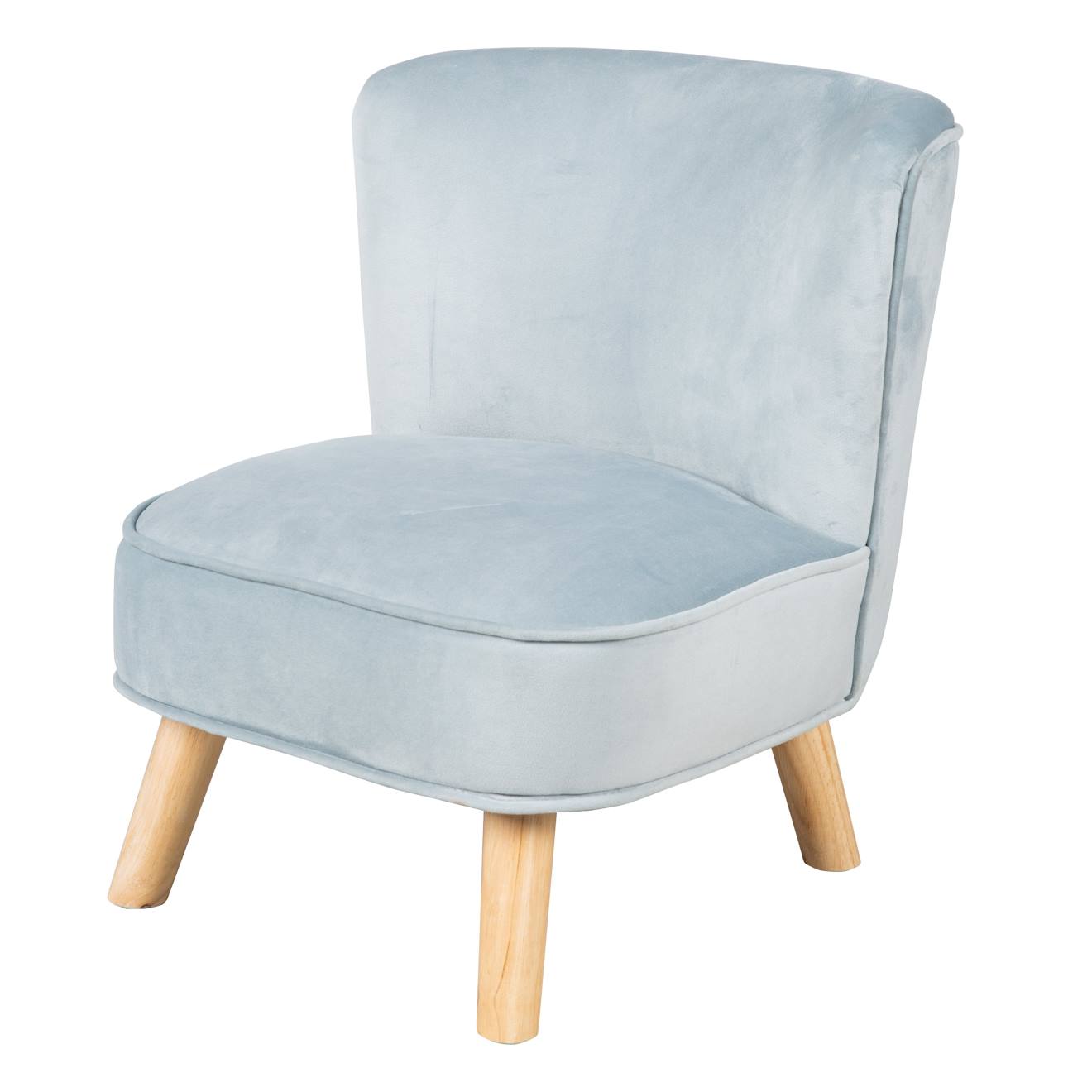 Mini Fauteuil En Velours Et Pieds En Bois Massif Lil Sofa Bleu Clair