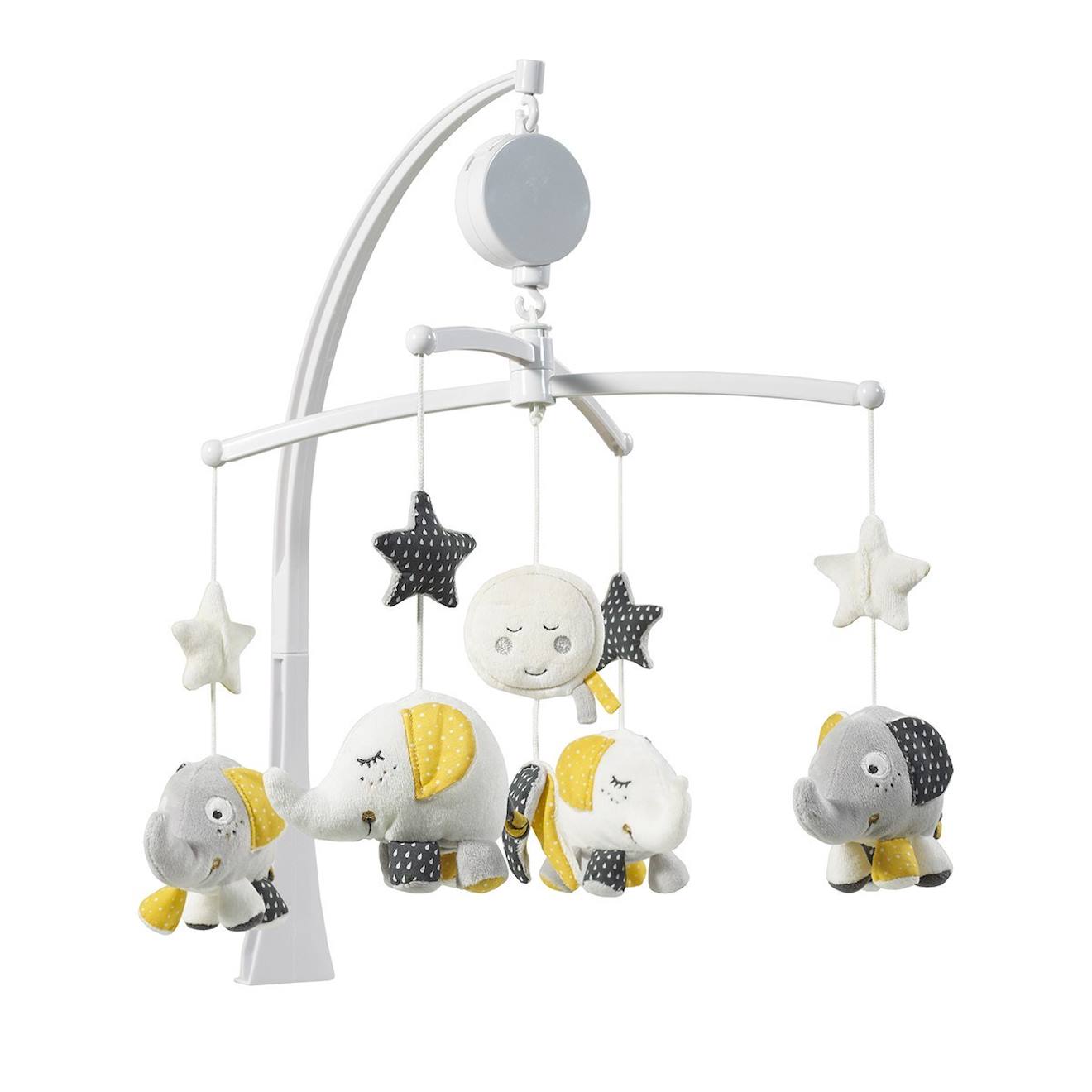 Mobile Musical Bébé Eléphant En Coton - Babyfan Gris