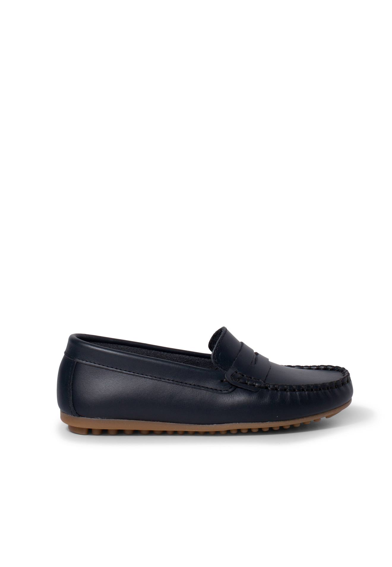 Mocassins En Cuir Bleu Marine