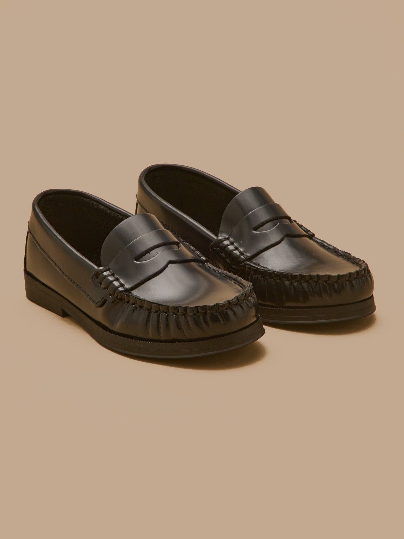 Mocassins En Cuir Fille Encre