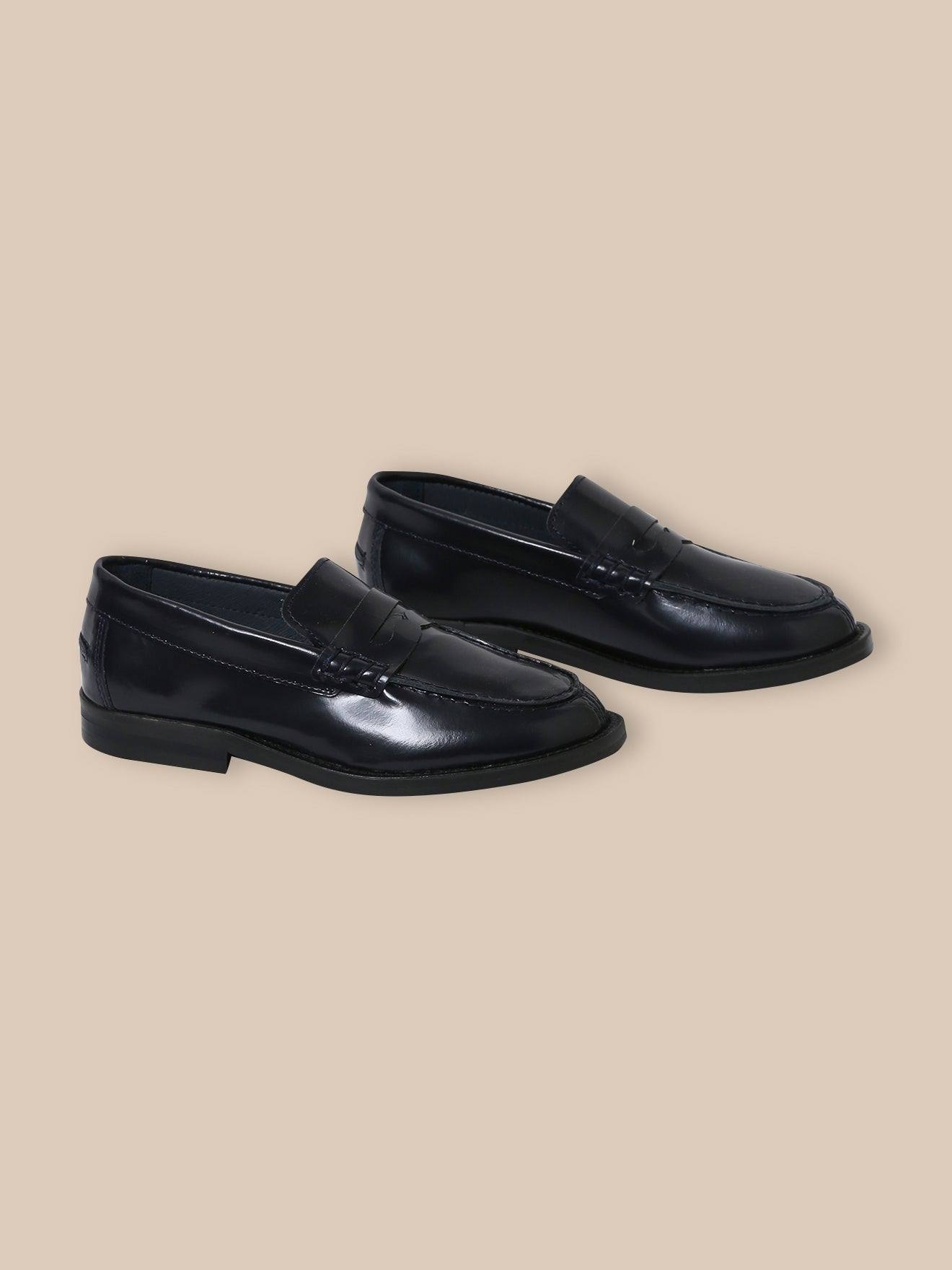 Mocassins En Cuir Garçon Encre