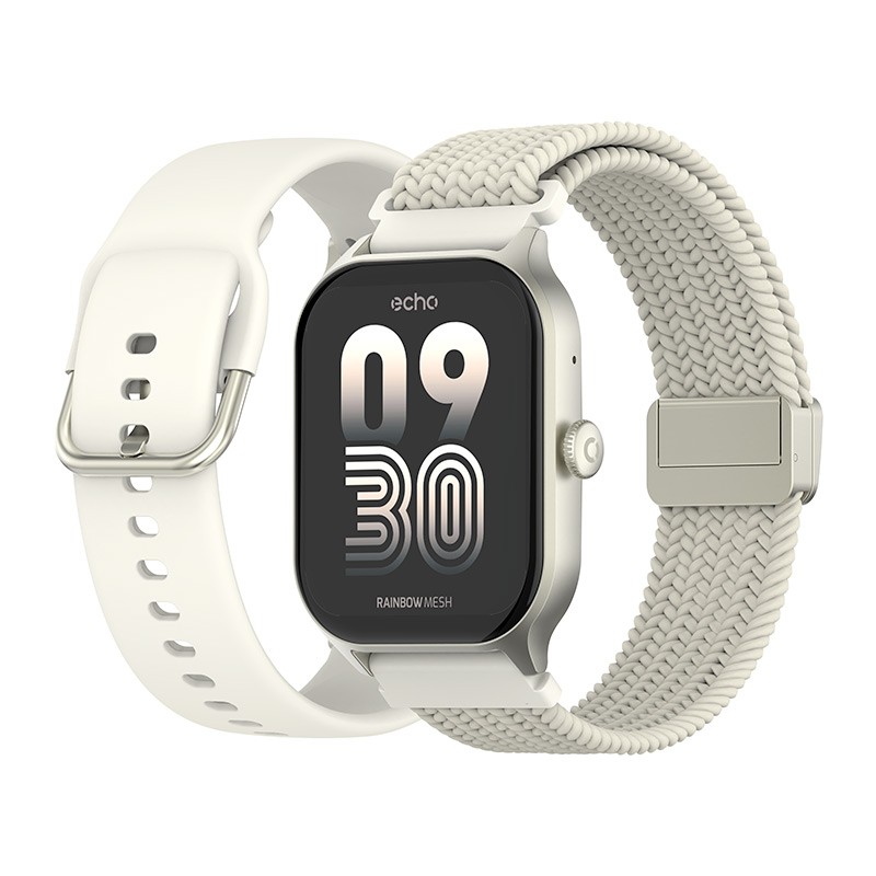 Montre Connectee Echo Rainbow Mesh Blanche - 2 Bracelets