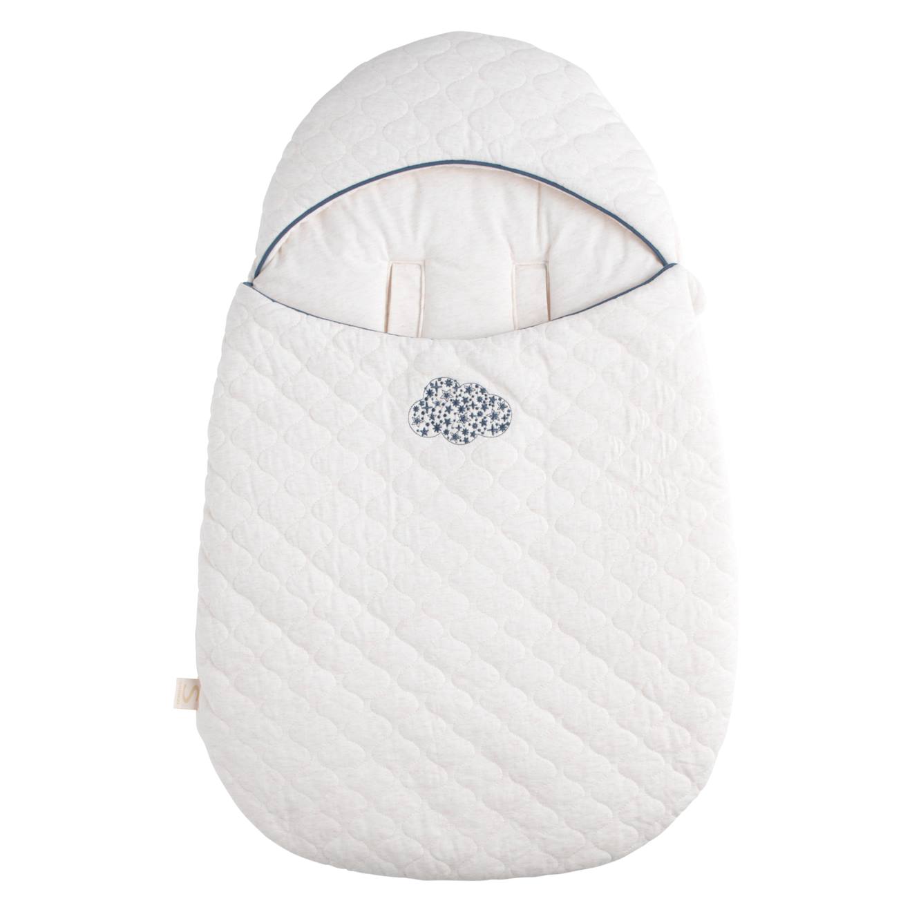 Nid D'ange Bébé 5 Attaches En Coton Matelassé - Petit Coeur Blanc/bleu
