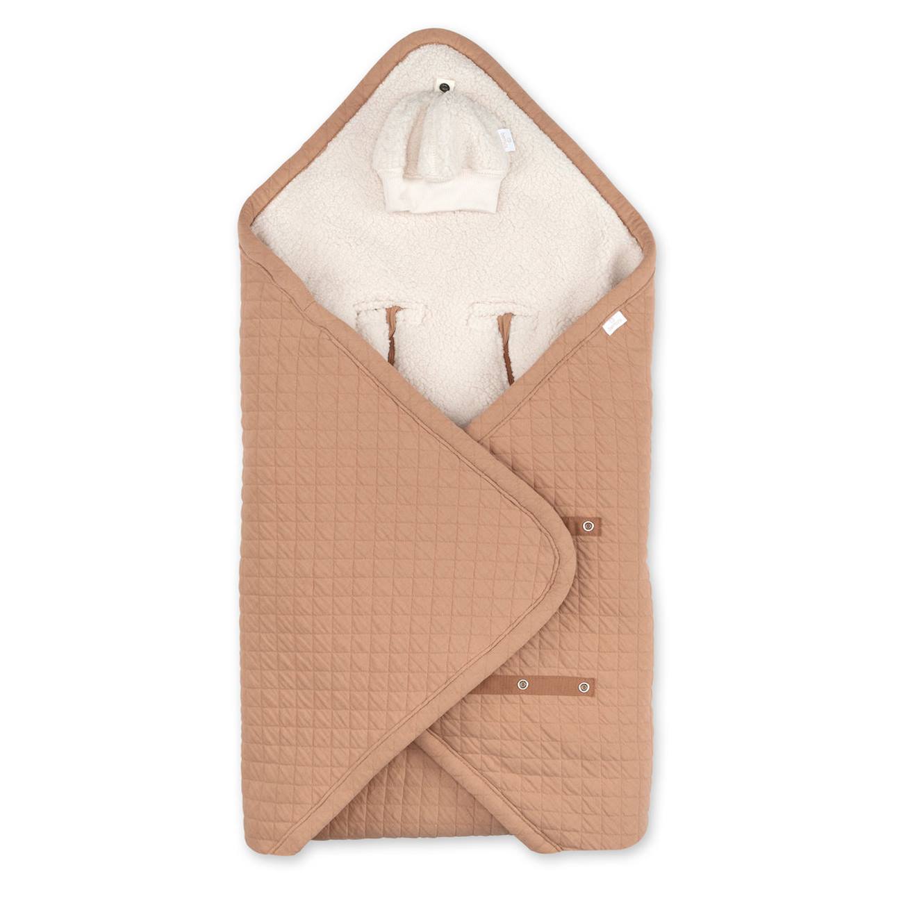 Nid D'ange Bébé Poussette Et Siège Auto Hiver - Teddy Matelassé Chaud Beige
