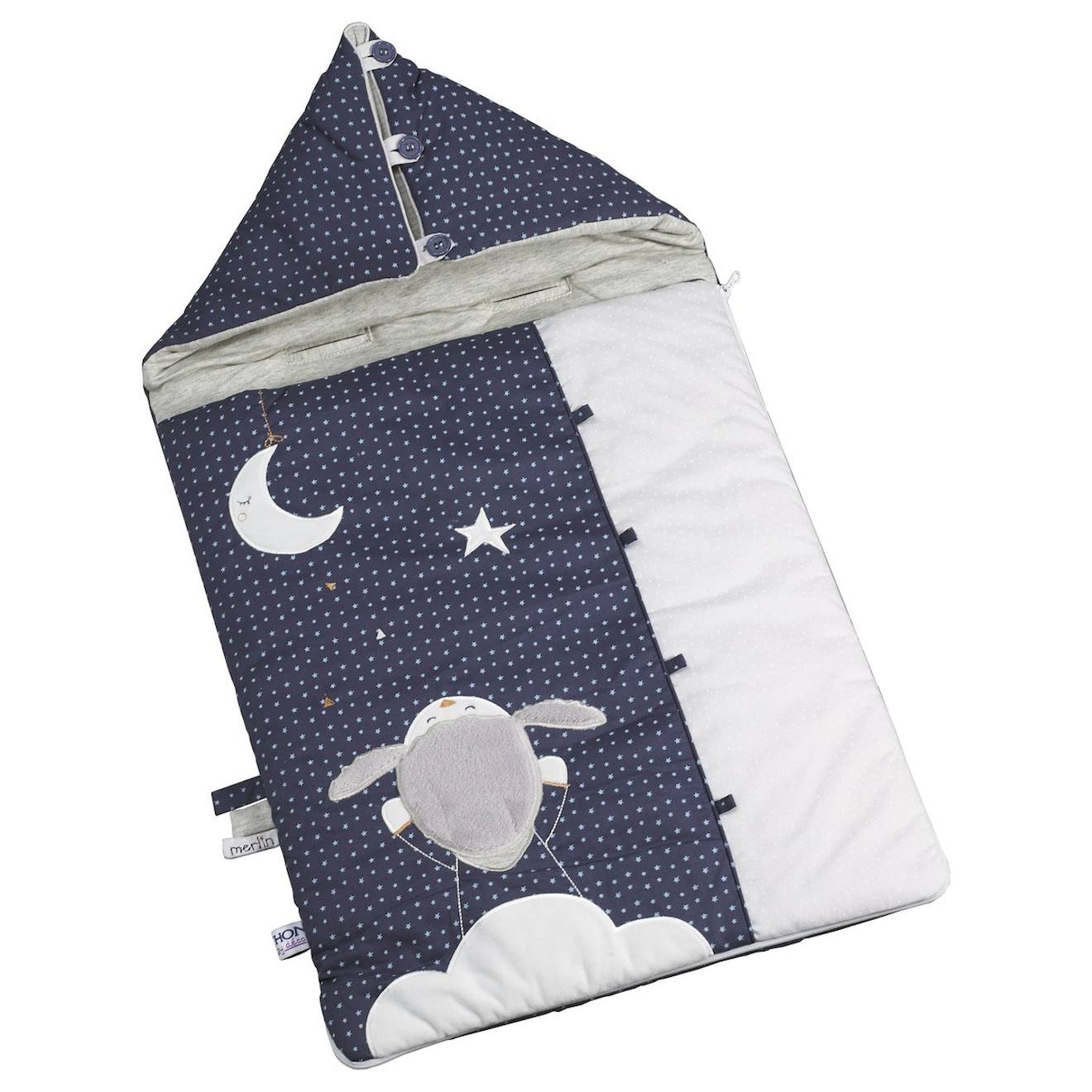 Nid D'ange Nomade Bébé Mouton En Coton - Merlin Bleu