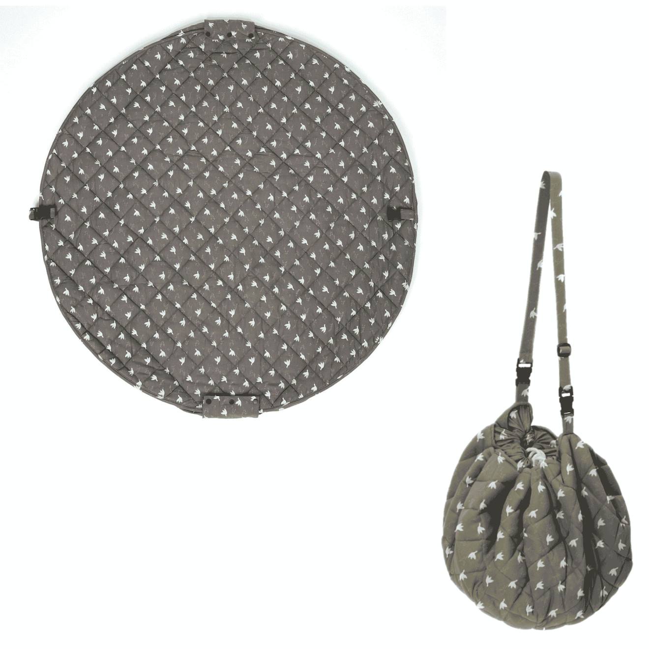 Organic Tapis D´éveil & Sac - Oiseaux Gris Foncer & Blanc
