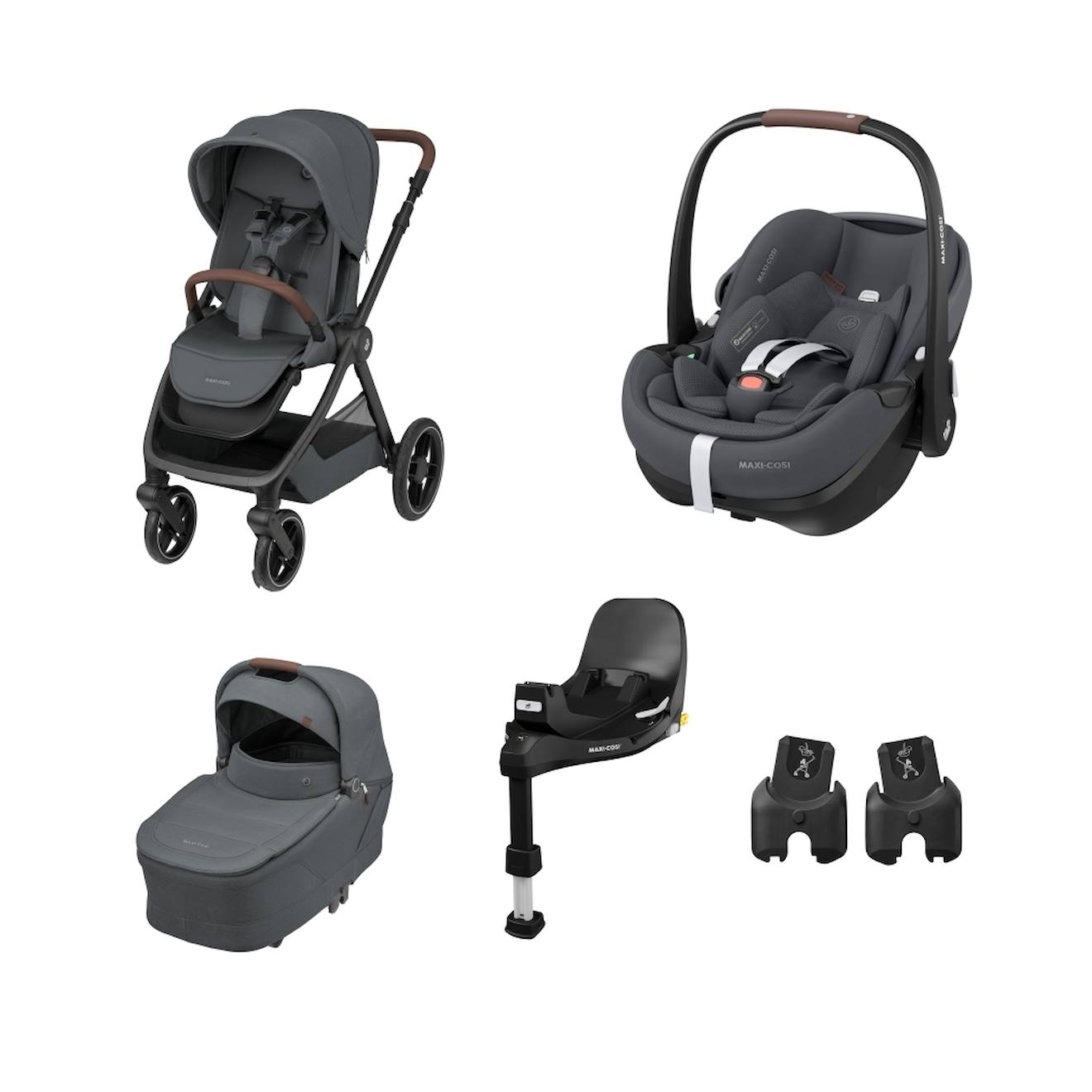 Pack Poussette Naissance Oxford+, Cosi Pebble 360 Pro 2, Embase Familyfix 360 Pro Twillic Graphite