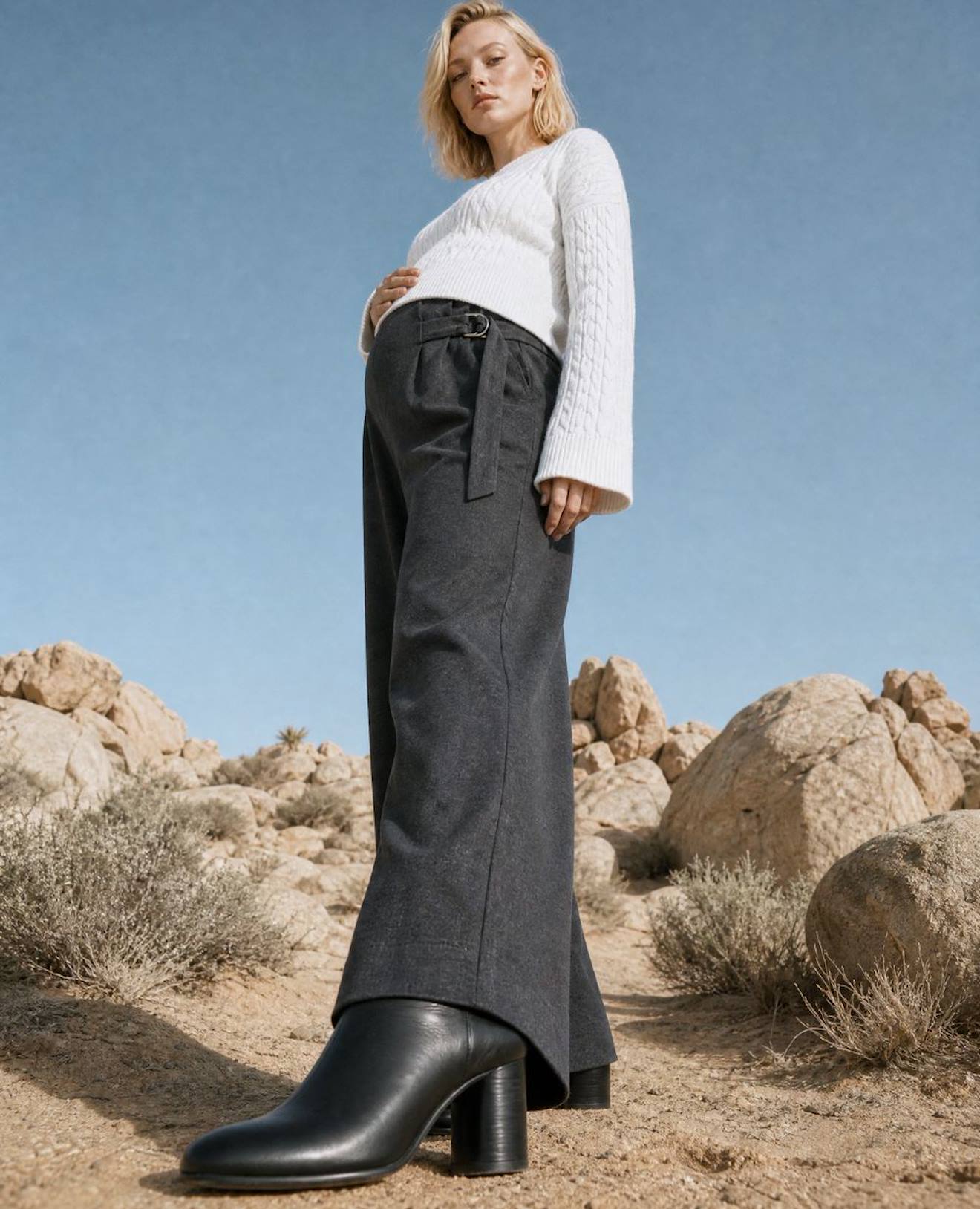 Pantalon De Grossesse Wide Leg Cleo Gris