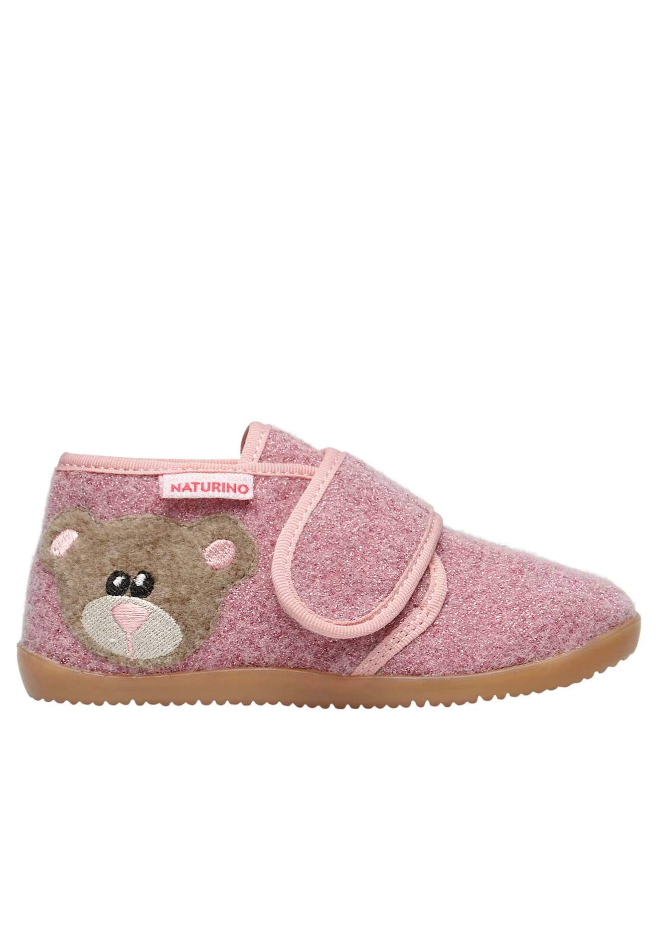 Pantoufles Avec Écusson Ours Carillon Rose-