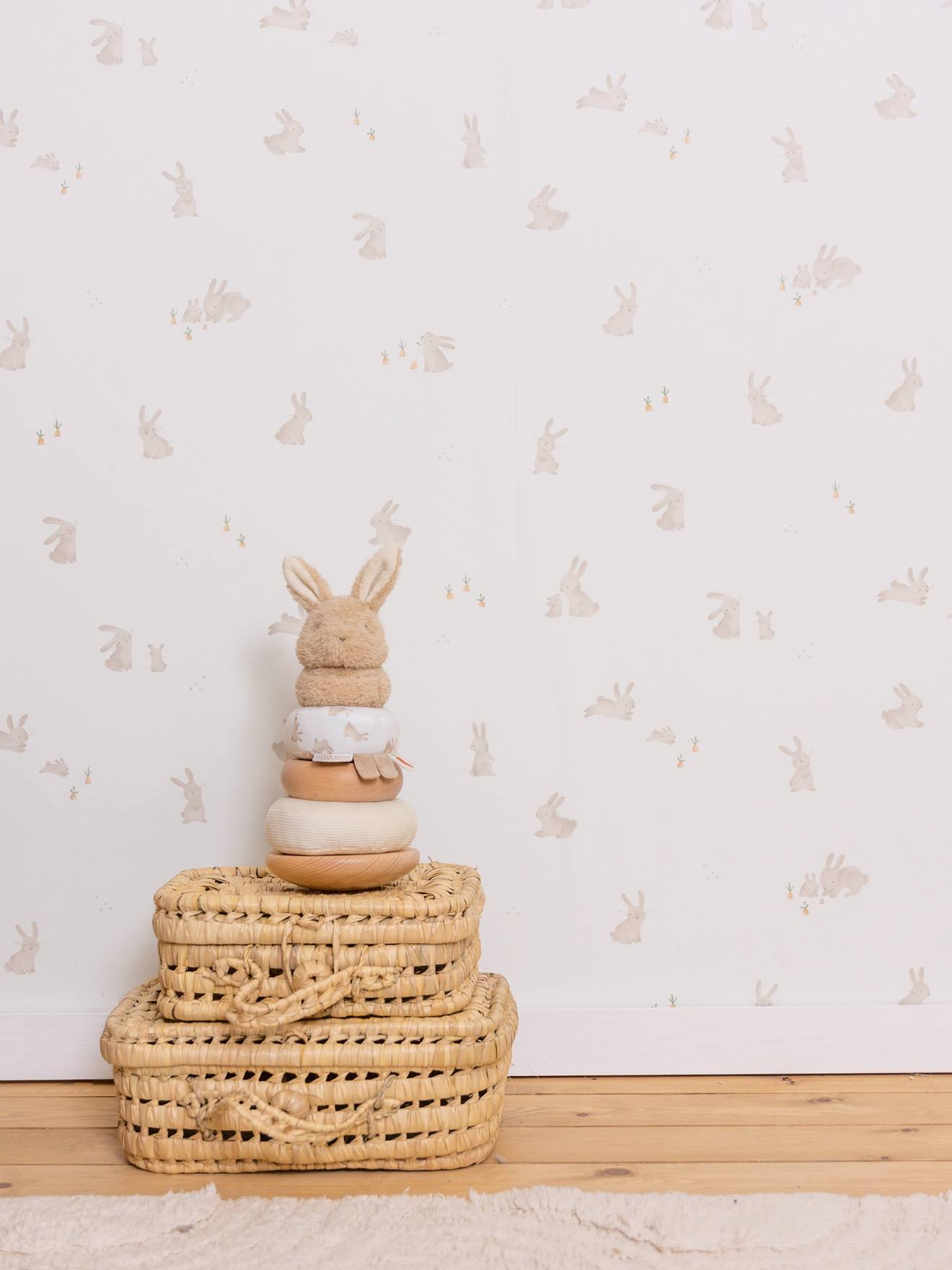 Papier peint Baby Bunny blanc