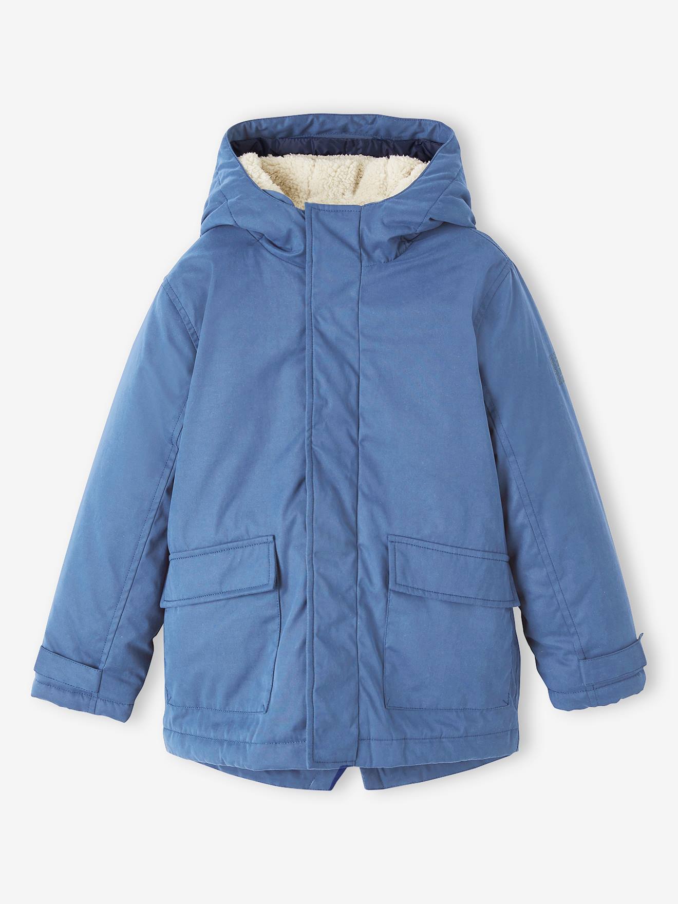 Parka 3 en 1 garçon avec blouson amovible bleu grisé