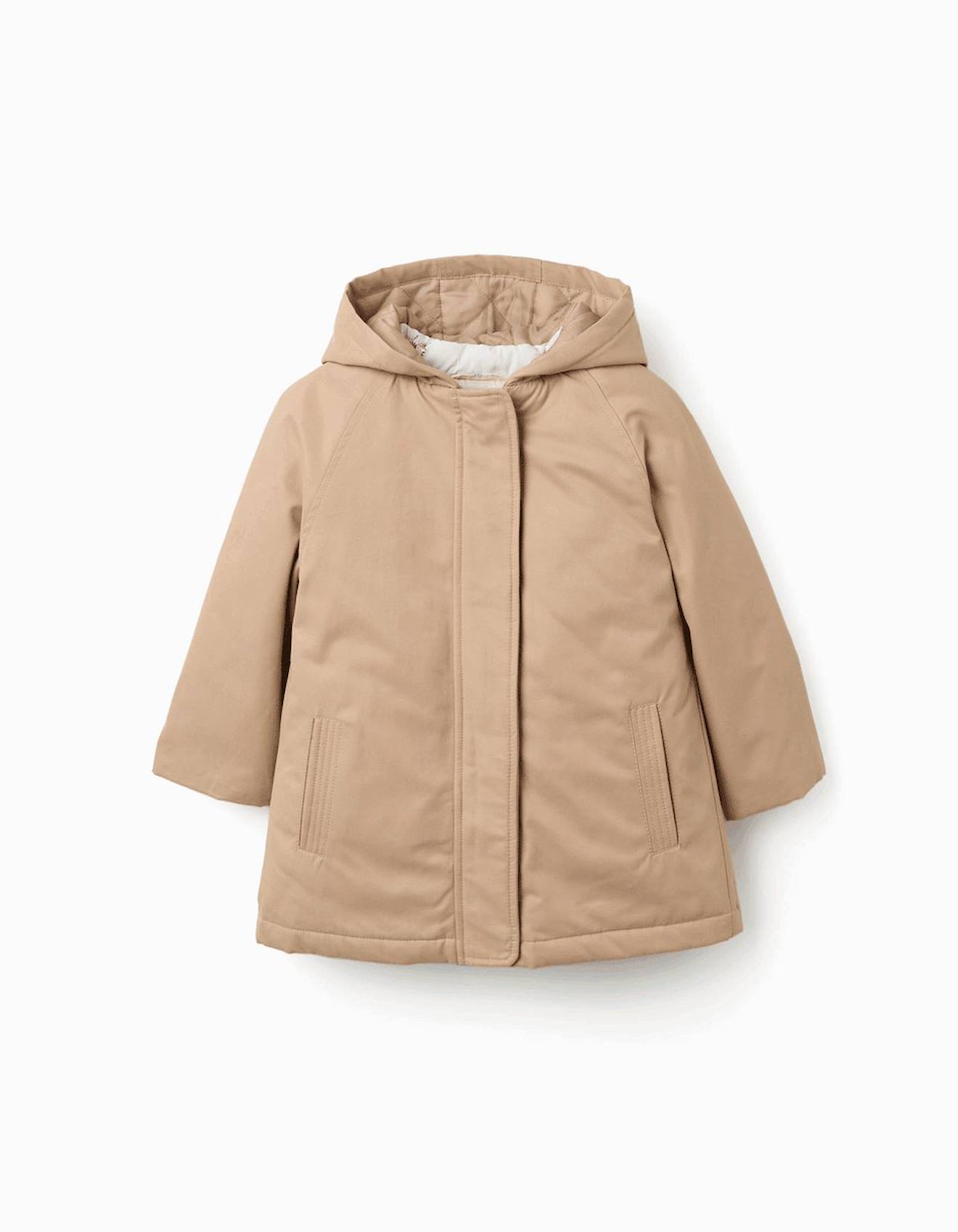 Parka 3-en-1 Rembourrée Avec Capuche Beige Clair