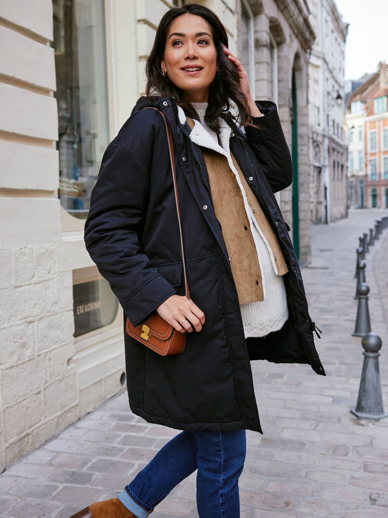 Parka évolutive 5 en 1 avec protège-bébé grossesse et post-grossesse noir