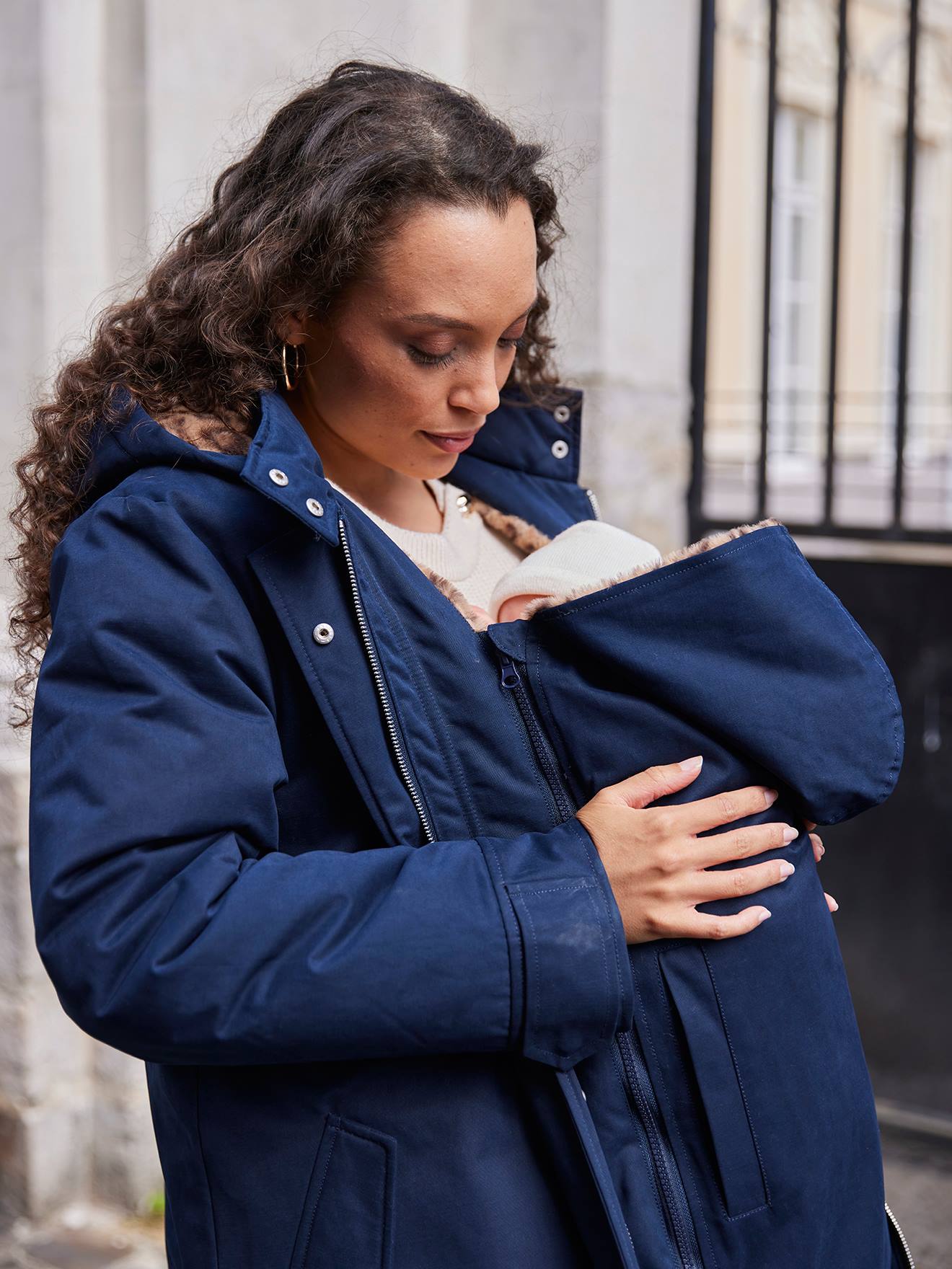Parka évolutive de grossesse protège bébé marine