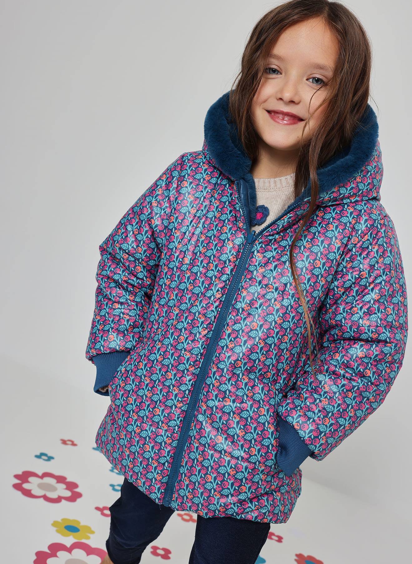 Parka Fille Réversible Tissu Technique Noir