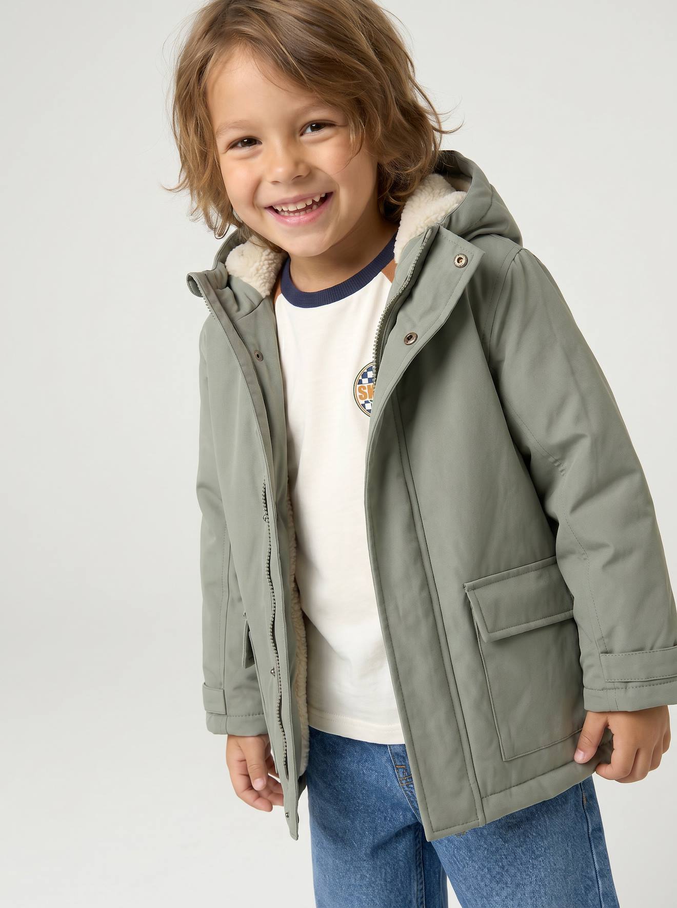 Parka garçon 3 en 1 blouson amovible lichen