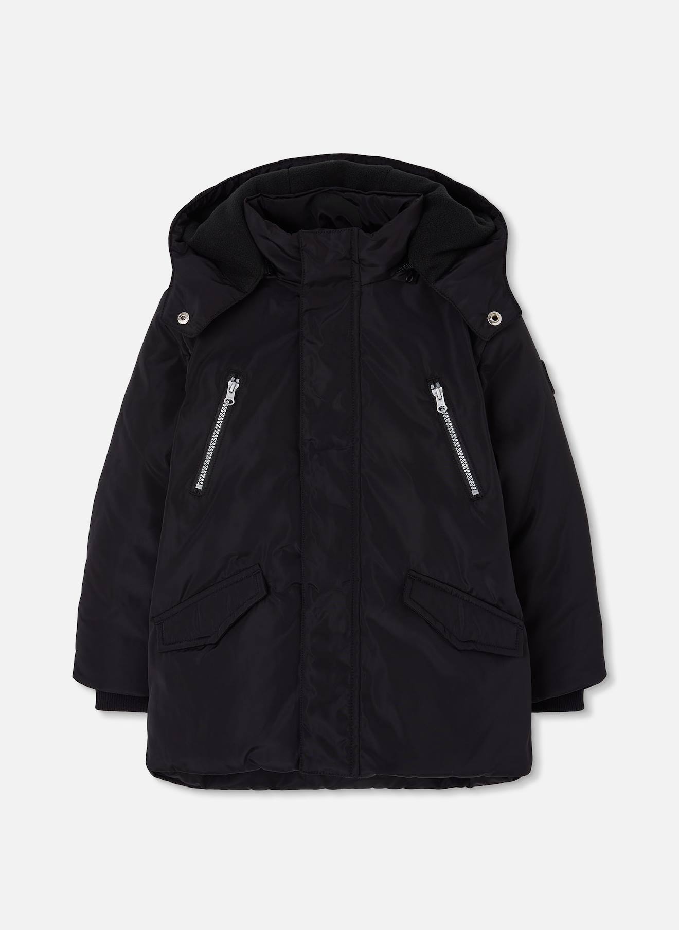 Parka Garçon En Tissu Technique À Capuche Noir