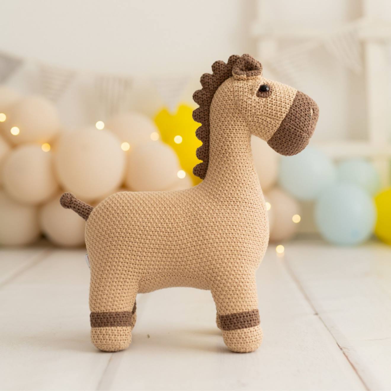 Peluche Cheval Mini En Coton Dark And Light Brown