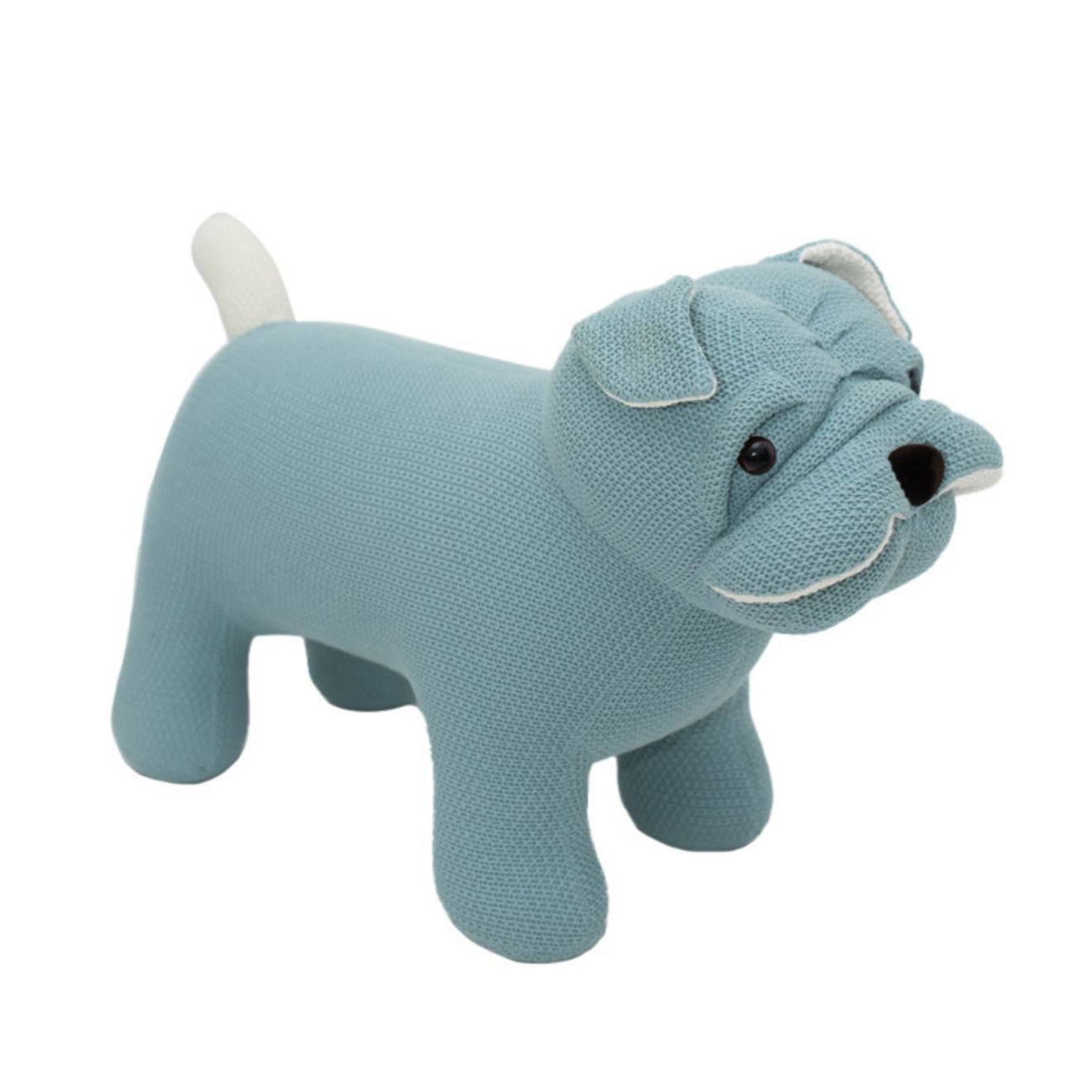 Peluche Chien Bulldog En Coton Blue-green