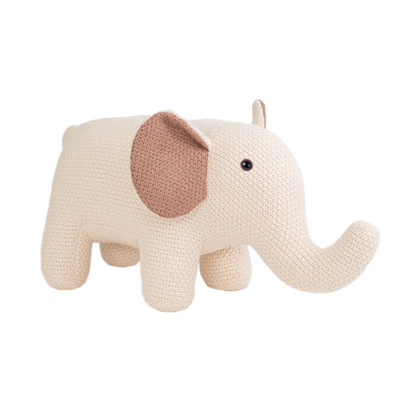 Peluche Éléphant Mini En Coton Beige And Brown