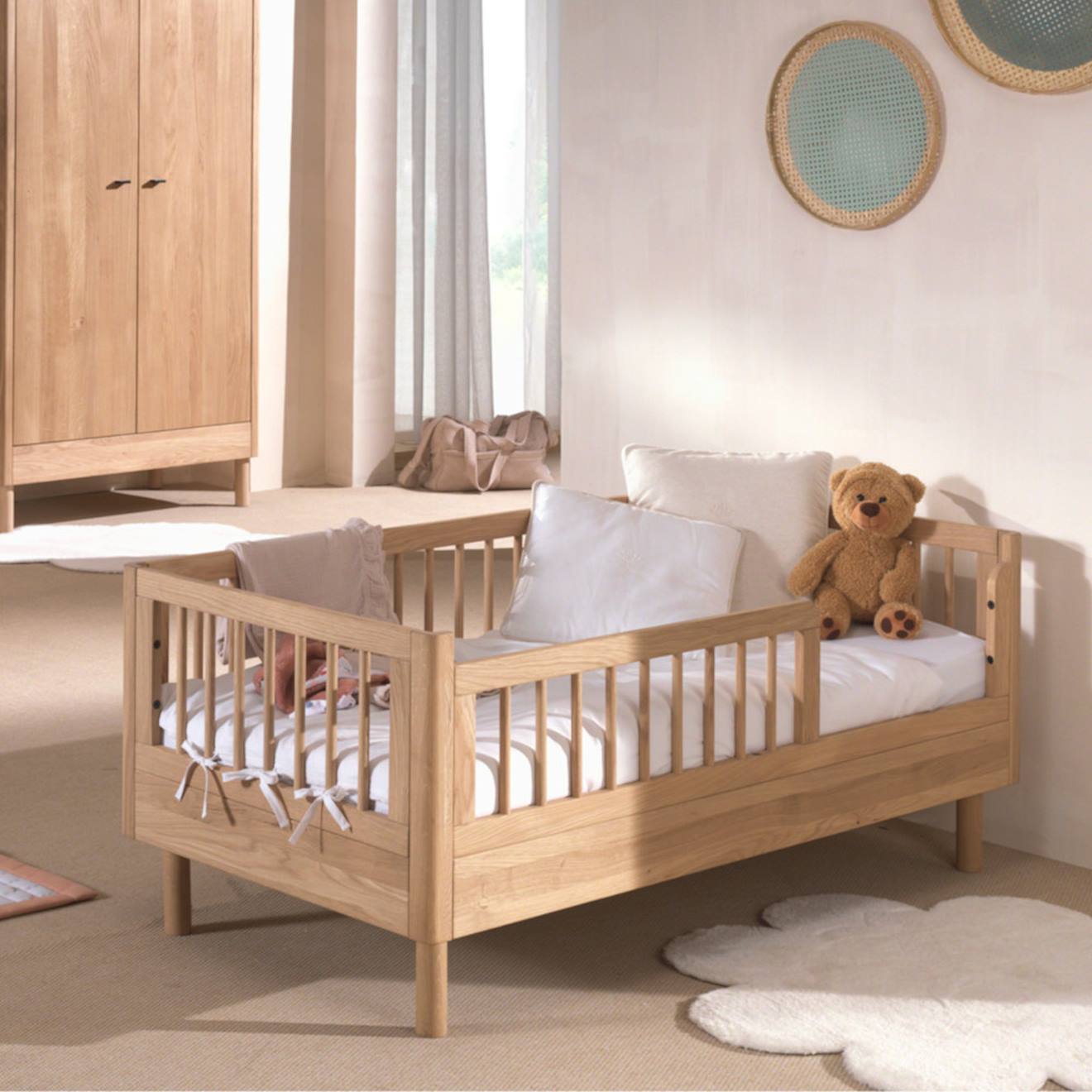 Petit Lit Enfant En Chêne Massif Romane Bois Naturel