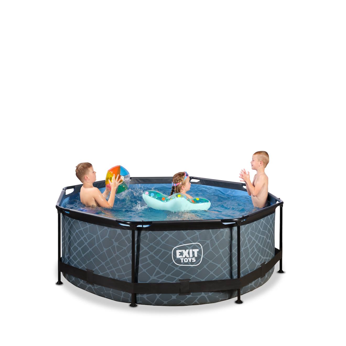 Piscine Ø244x76cm Avec Pompe Filtrante Gris