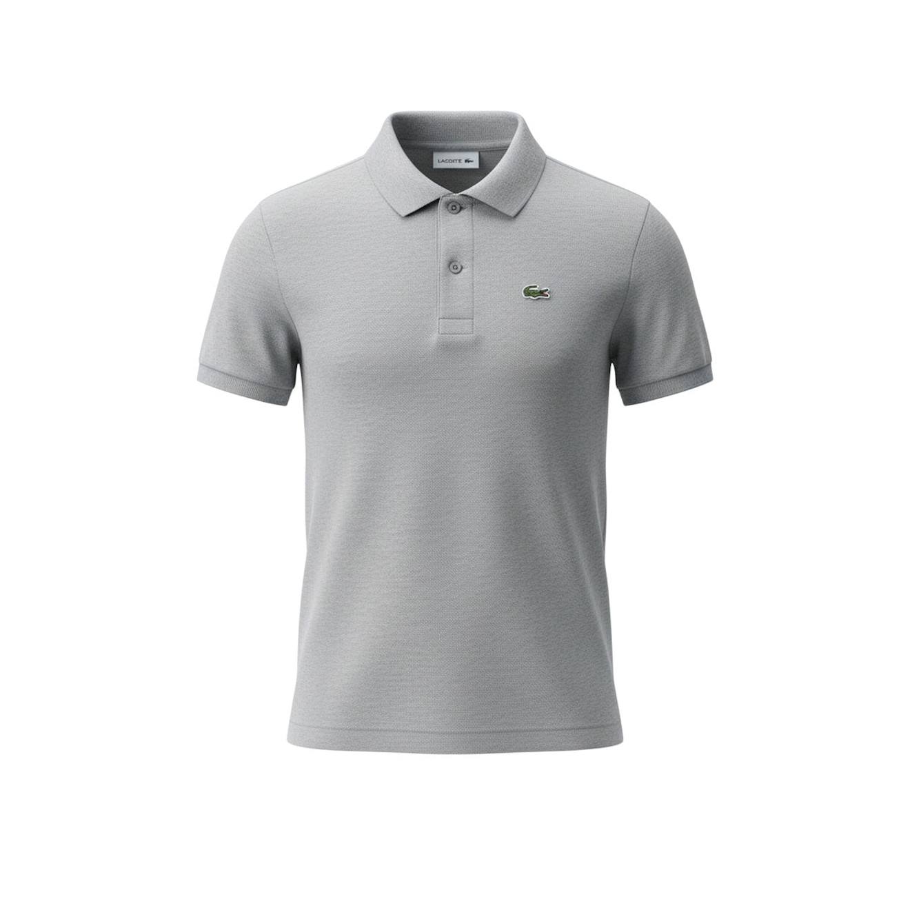 Polo Enfant En Coton Gris Chiné, Vert