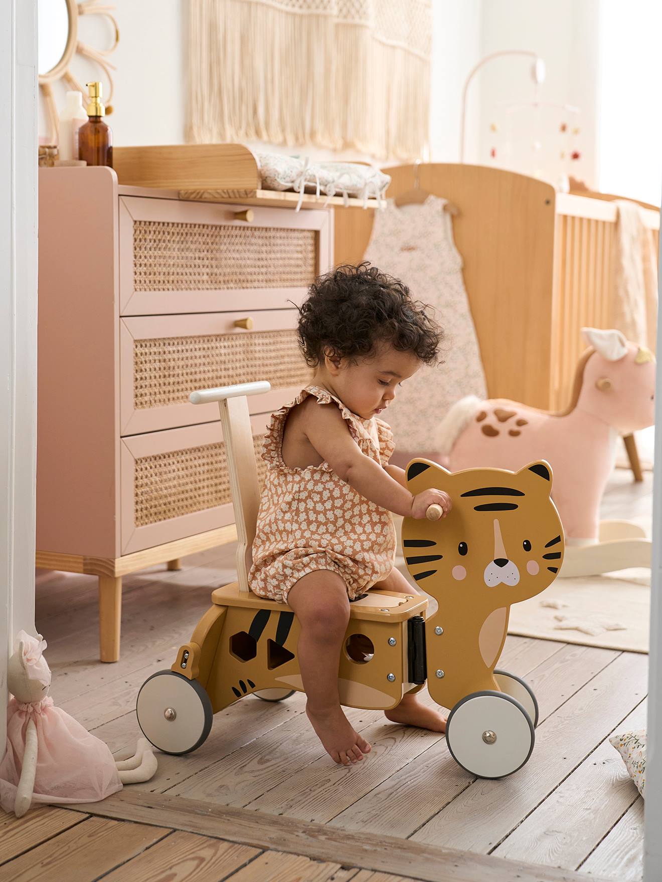 Porteur chariot de marche 2 en 1 en bois FSC bois