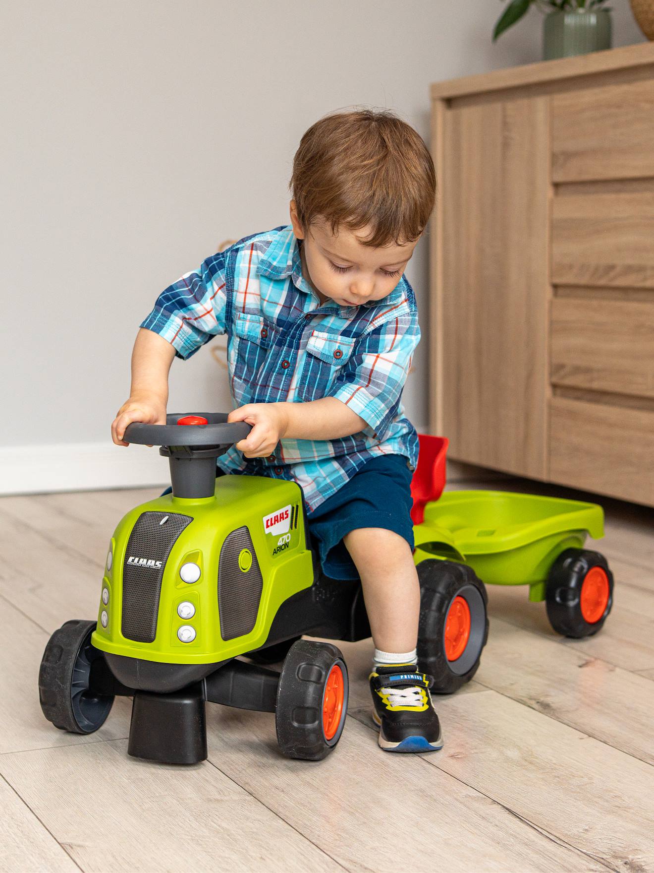 Porteur Tracteur Claas Avec Roues Silencieuses Et Remorque Vert Claas
