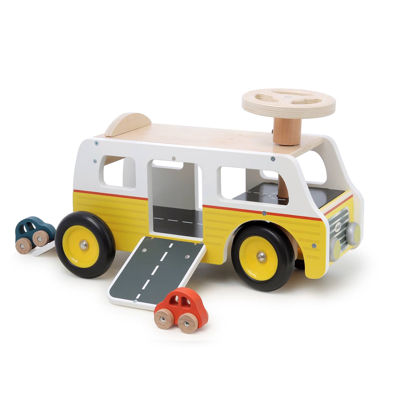 Porteur Van Garage En Bois Jaune