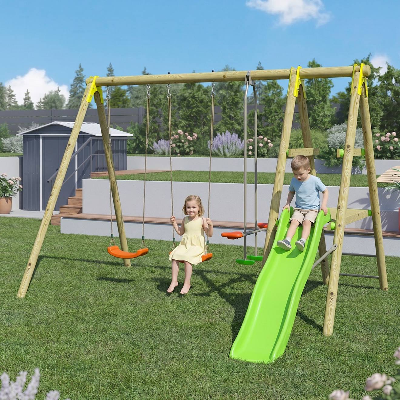 Portique 2,30 M Topwood Tutti - 6 Enfants Bois