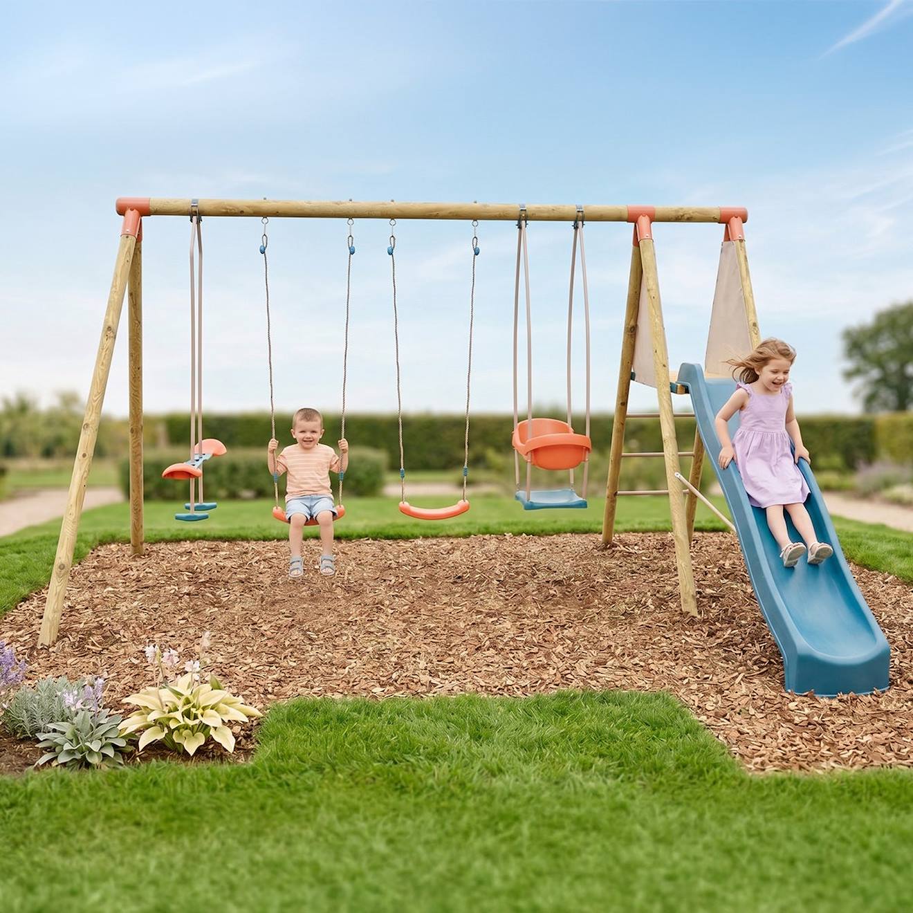 Portique Balançoire2,30 M Topwood Xolti 2 - 8 Enfants Bois