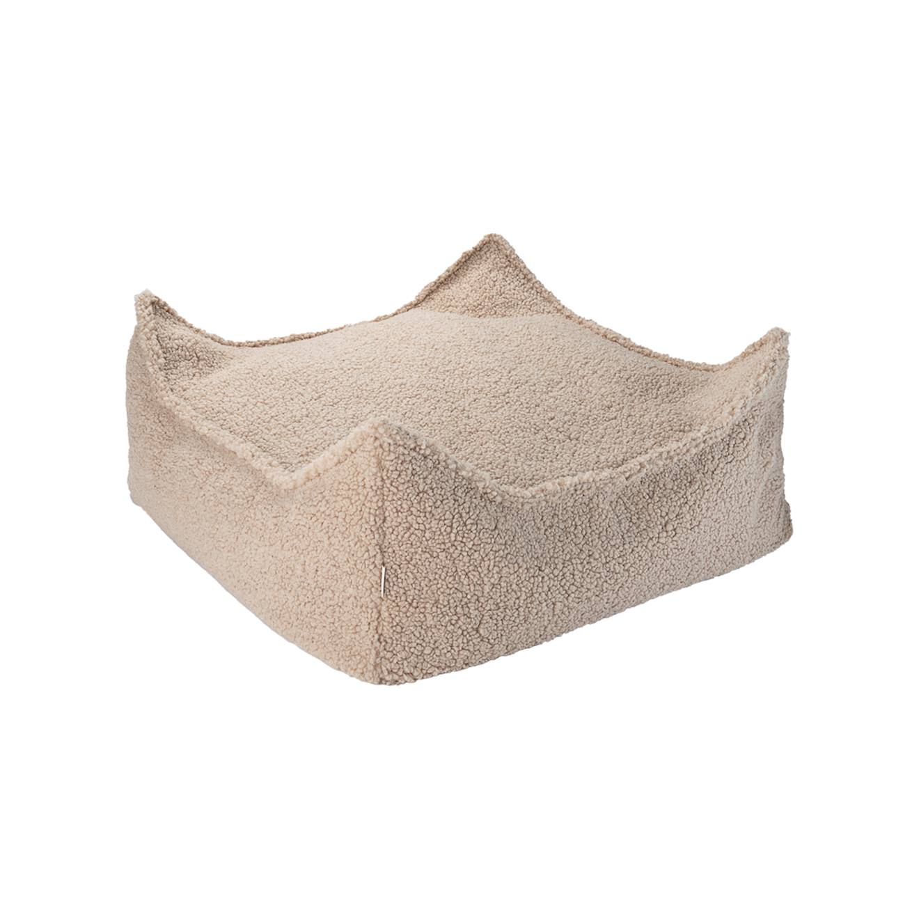 Pouf Enfant Ottoman Carré - Coussin De Sol Déhoussable En Teddy Biscuit