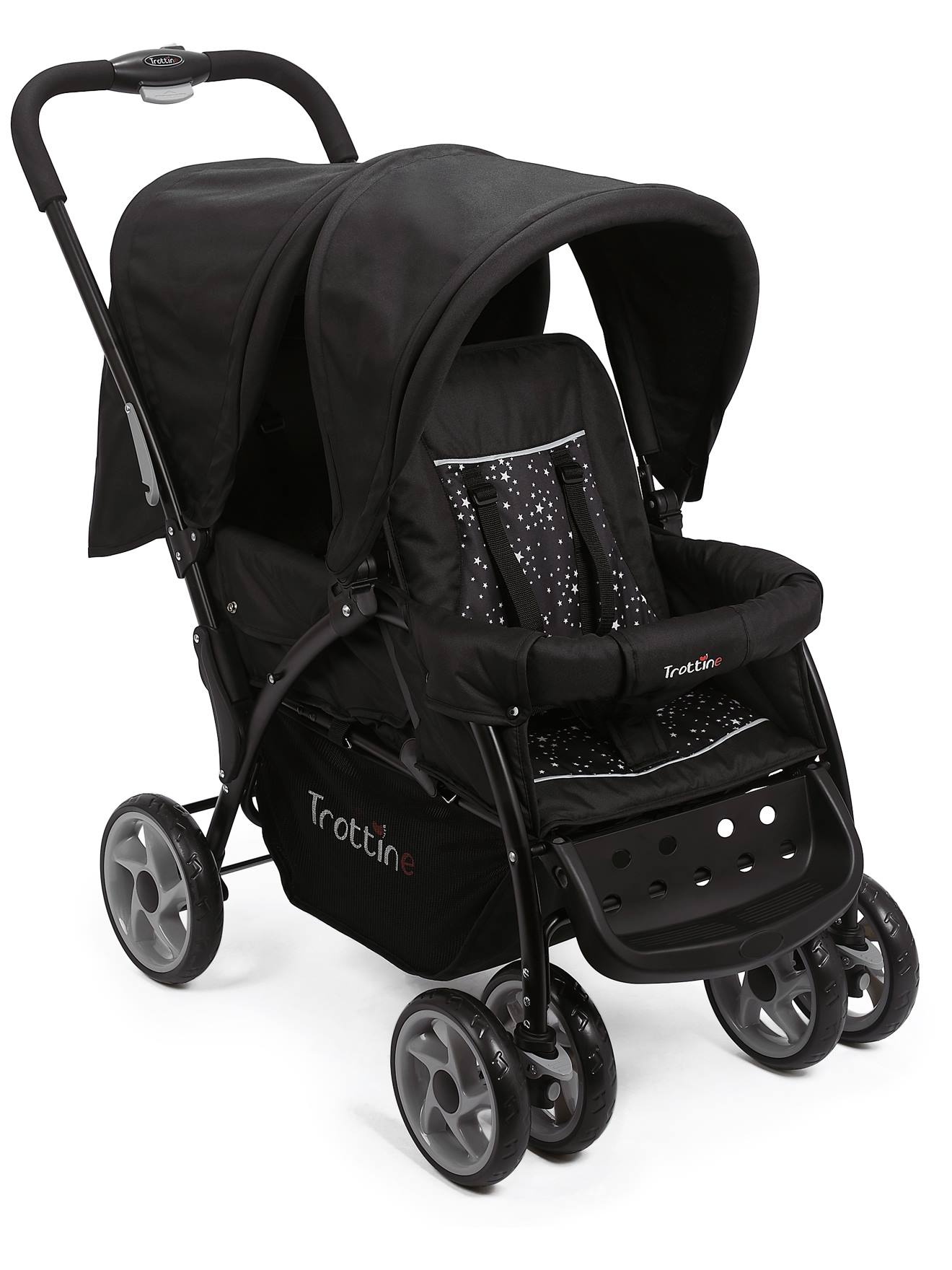 Poussette Double Avec Habillage Pluie Twinbi Noir Etoile