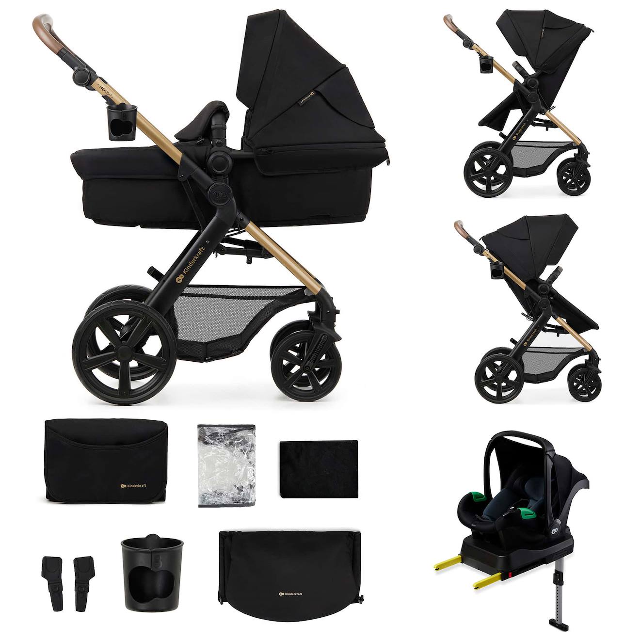 Poussette Moov 2 4 En 1 Avec Siège 2 En 1 Transformable, Mink Pro I-size, Travel System Et Roues Eva Noir