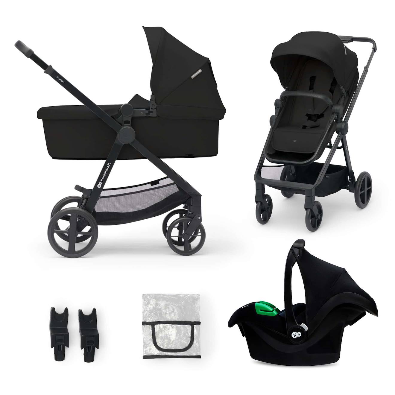 Poussette Newly 3 En 1 Avec Siège 2 En 1 Transformable, Mink Pro I-size, Pliage Facile Et Roues Increvables Noir