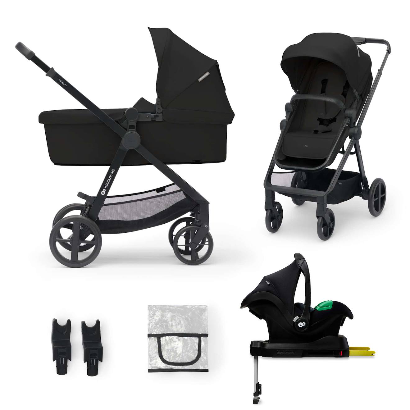 Poussette Newly 4 En 1 Avec Siège 2 En 1 Transformable, Mink Pro I-size, Travel System Et Pliage Facile Noir